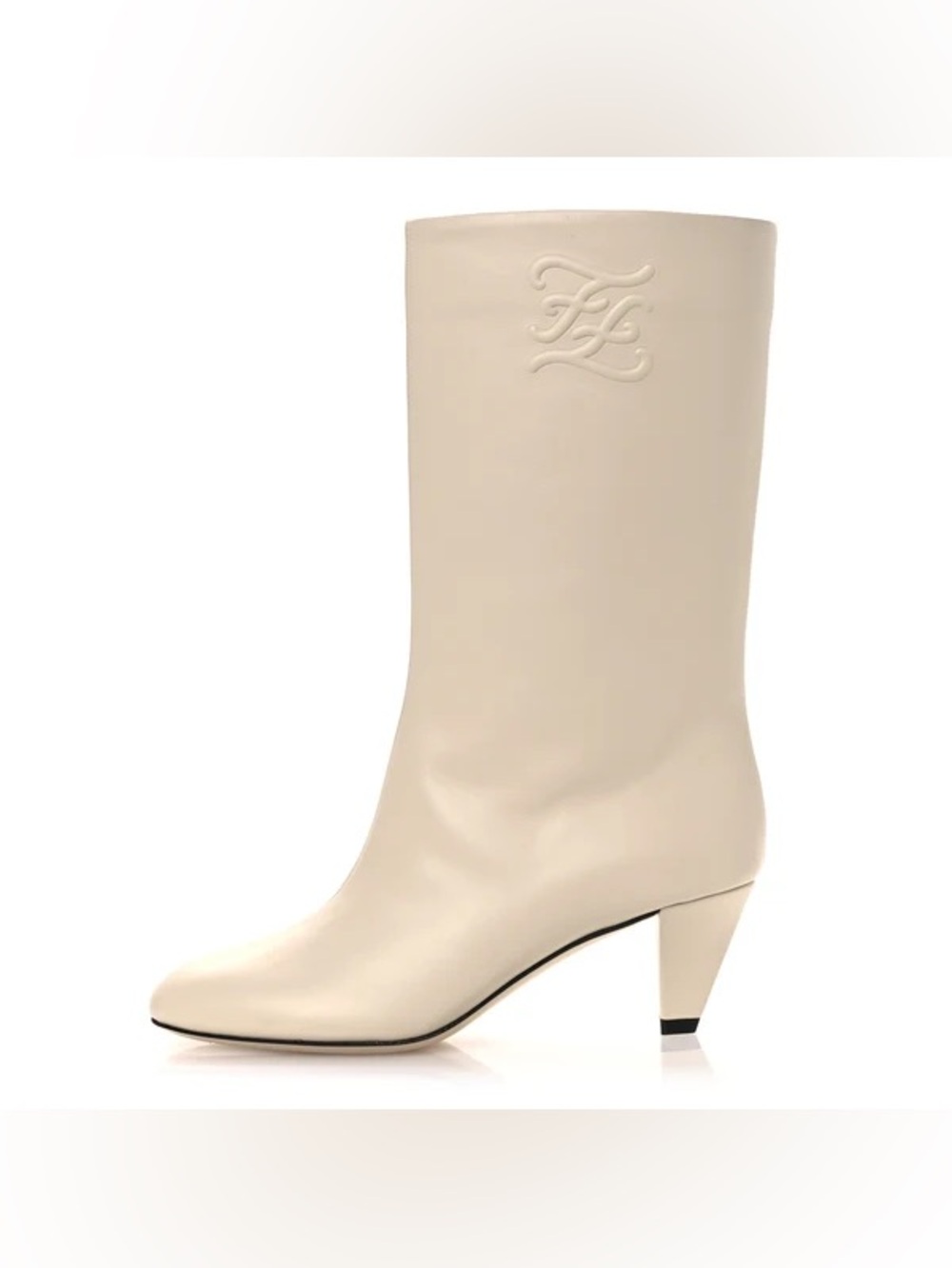 Fendi Vitello Karligraphy Logo FF Ankle Boots size 38